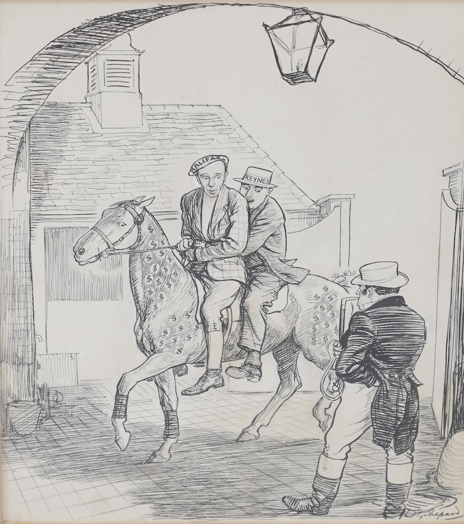 Ernest Howard Shepard, 1879-1976, A humorous cartoon relating to the Anglo-American Loan Agreement